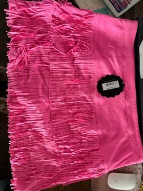 Hot Pink Fringe Mini Skirt - Women's Party Skirt